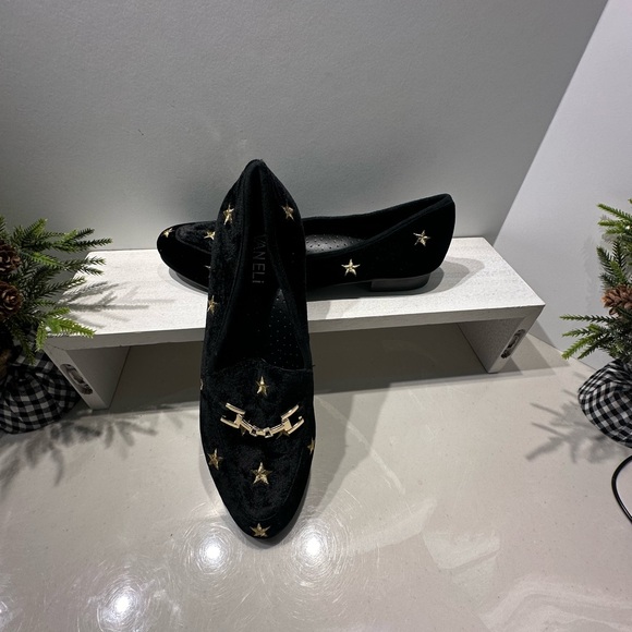 Vaneli Black Velvet Gold Star Horse bit Flat Loafers - Picture 5 of 7